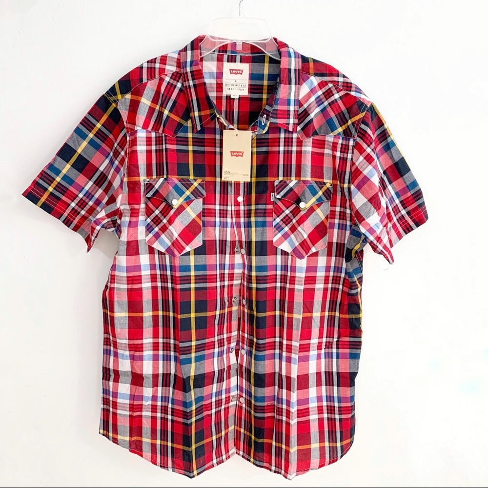 Levi’s Red Plaid Button Front Men’s Casual Shirt